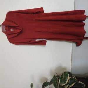 Red Ribbed Knit Dress